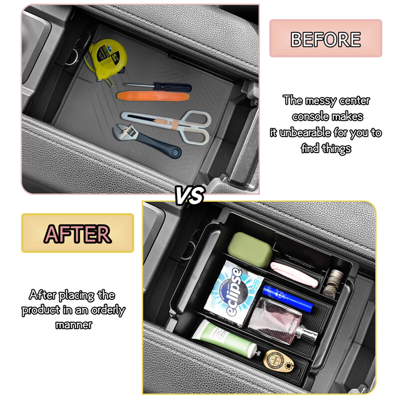 Centrinės konsolės laikymo dėžutė, skirta Toyota Grand Highlander 2024 porankio antrinės saugojimo automobilio dėžutės organizatoriaus padėklas ABS automobilių priedai