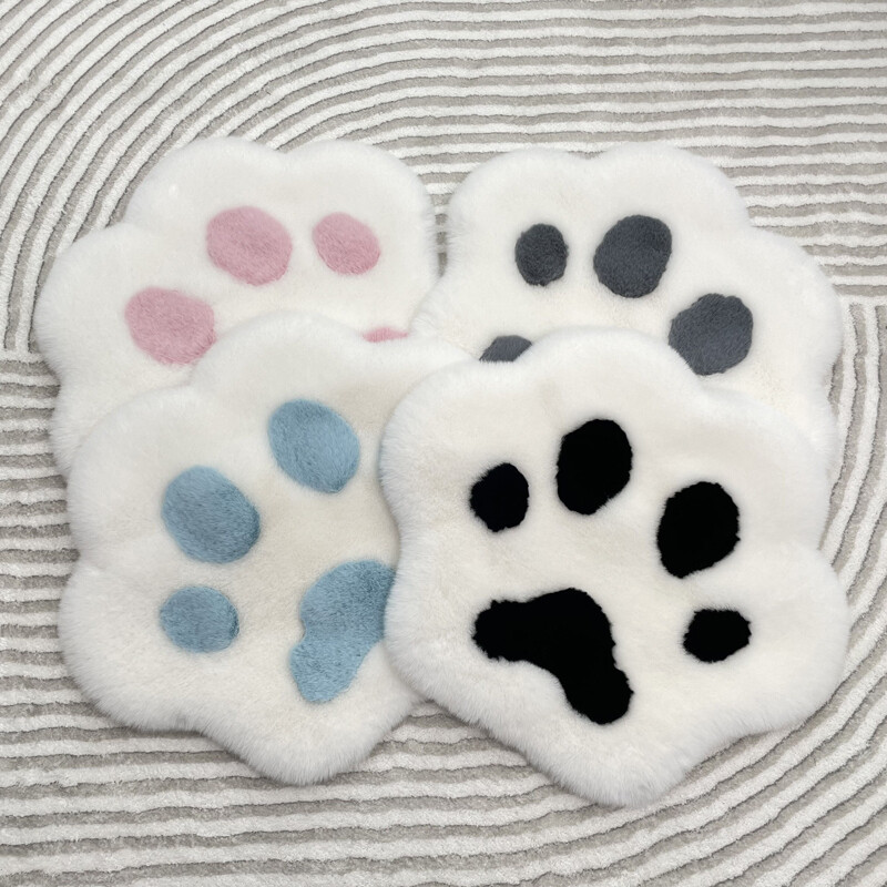 Husă de pernă pentru scaun de mașină cu labe de pisică de pluș Pernă de scaun pentru canapea cu imprimeu cu gheare Perna pentru scaun din păr artificial de iepure Interior mașină pentru femei