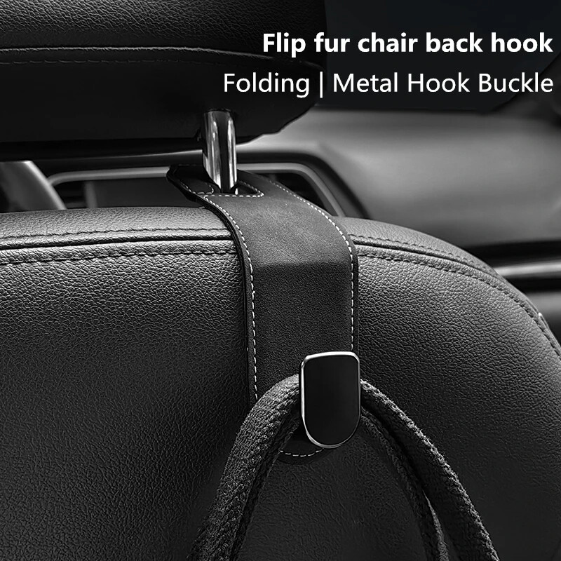 Cârlig ascuns pentru scaunul din spate al mașinii Tetiera din piele de căprioară Cârlig moale pentru agățat 10 kg Suport de încărcare rezistent la uzură Umeraș de depozitare pe rândul din spate