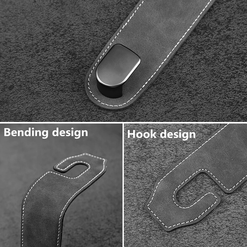 Cârlig ascuns pentru scaunul din spate al mașinii Tetiera din piele de căprioară Cârlig moale pentru agățat 10 kg Suport de încărcare rezistent la uzură Umeraș de depozitare pe rândul din spate