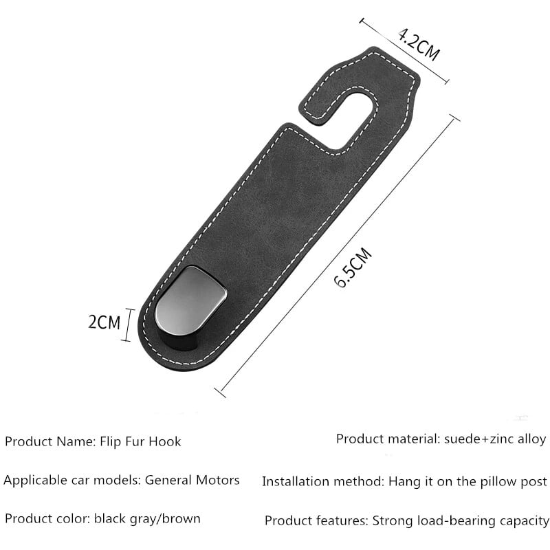 Cârlig ascuns pentru scaunul din spate al mașinii Tetiera din piele de căprioară Cârlig moale pentru agățat 10 kg Suport de încărcare rezistent la uzură Umeraș de depozitare pe rândul din spate