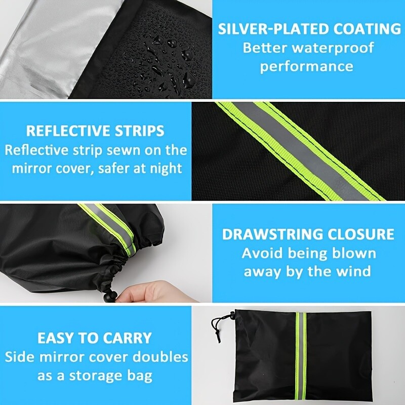1 paar veekindlaid küljepeegli katteid automaatse tahavaate kaitsekattega helkurribaga autosõidukitele Winter Freeze Frost S