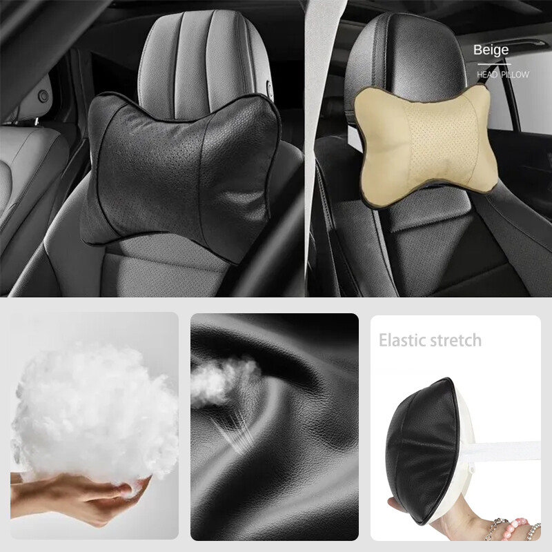 Automobilski jastuci za vrat s obje strane Pu koža 1kom Udoban paket Naslon za glavu za ublažavanje bolova u glavi Univerzalni jastuk za automobil punjen vlaknima