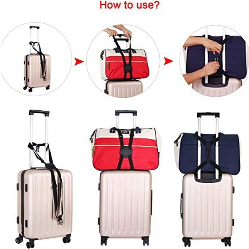 1PC crni podesivi elastični remen za prtljagu Pojasevi za kovčeg Teleskopski pojas za putnu torbu za kovčeg Fiksni pojas Dodaci za putovanja