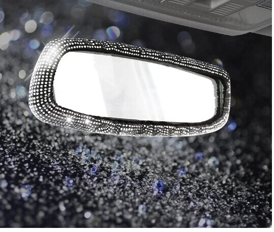 Automobilio galinio vaizdo veidrodžio dekoravimo rinkinys Kūrybiška asmenybė Miela inkrustuota dirbtinė deimantinė atbulinės eigos veidrodžio dekoravimo reikmenys Ladi