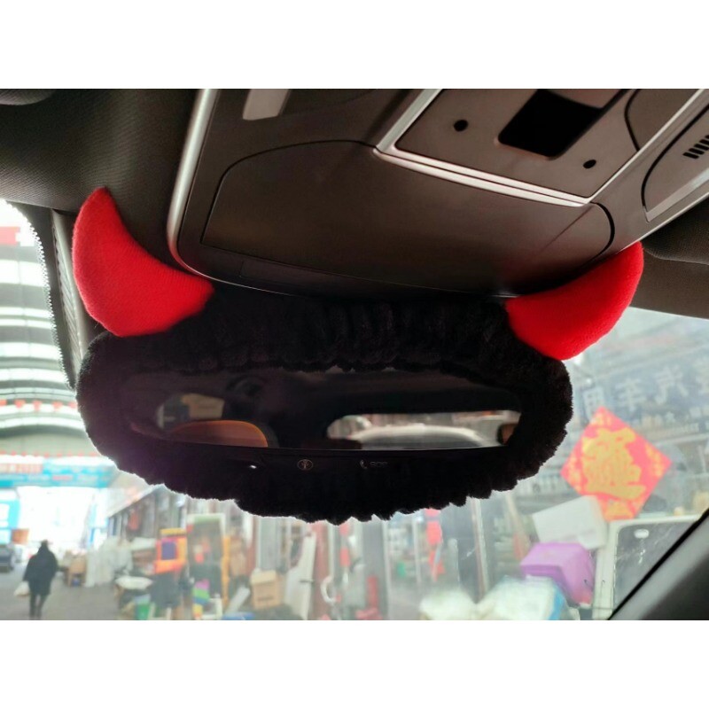 Naujas kūrybingas galinio vaizdo veidrodžio dangtelis Mielas animacinis filmukas Atbulinės eigos veidrodėlis Automobilio interjero priedai Priedai Automobilių vidaus apdaila