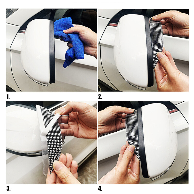 2 vnt Kalnų krištolinis automobilio galinio vaizdo veidrodis nuo lietaus antakių vandeniui atsparus automobilio šoninis galinio vaizdo veidrodėlis nuo saulės skydelio gaubtas nuo lietaus automobilio priedai