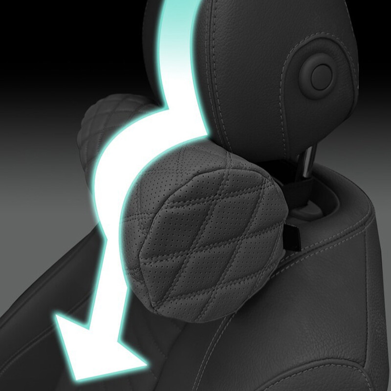 Automobilinės sėdynės galvos atramos atminties putplasčio pagalvė Minkšta kvėpuojanti cilindrinė kaklo pagalvė su odiniu apdangalu, skirta visapusiškam automobilio palaikymui