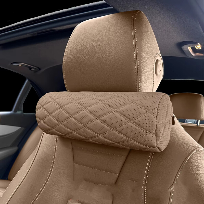 Automobilinės sėdynės galvos atramos atminties putplasčio pagalvė Minkšta kvėpuojanti cilindrinė kaklo pagalvė su odiniu apdangalu, skirta visapusiškam automobilio palaikymui