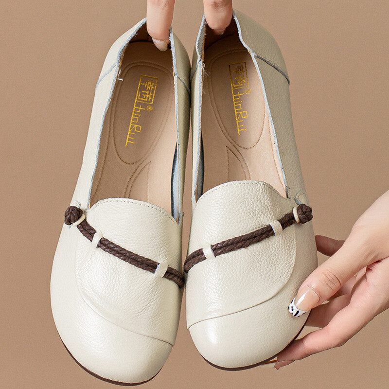 Piele naturală, talpă moale, pantofi de maternitate anti-alunecare, pantofi singuri, pantofi de damă, pantofi pentru lunile bisecte, pantofi plati confortabili din piele pentru vârsta mijlocie și vârstnici, stiluri de primăvară și toamnă
