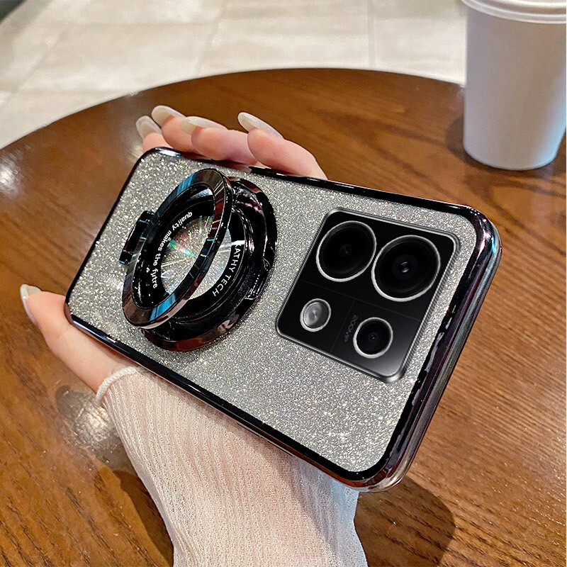 Potrivit pentru husa de telefon mobil Redmi note14 cu gradient și placare cu sclipici Suport inel magnetic 14C Husă de protecție anti-cădere K70