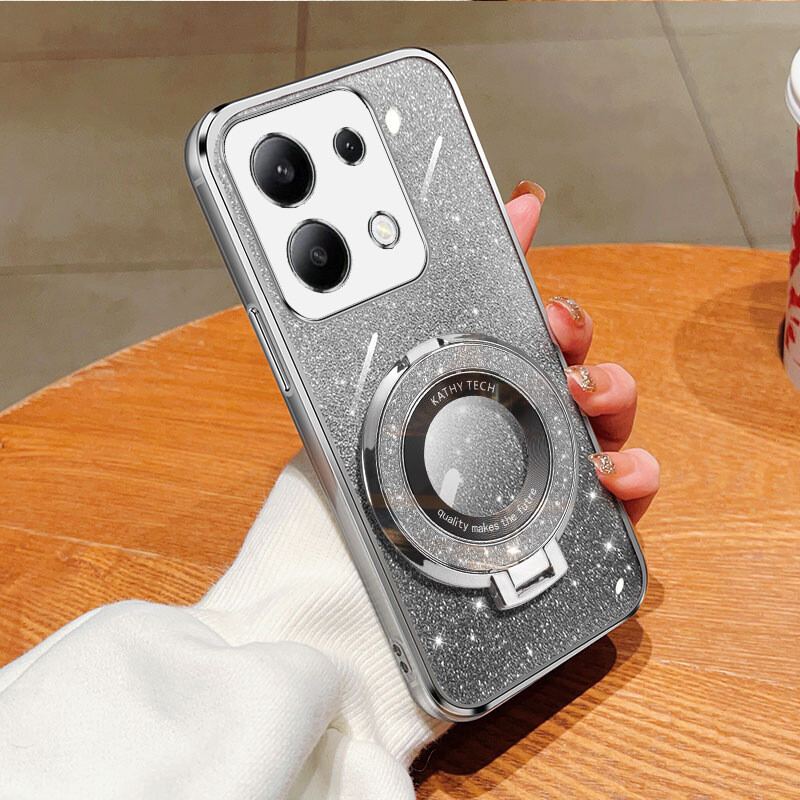 Potrivit pentru husa de telefon mobil Redmi note14 cu gradient și placare cu sclipici Suport inel magnetic 14C Husă de protecție anti-cădere K70