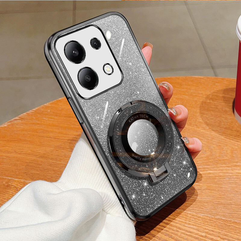 Potrivit pentru husa de telefon mobil Redmi note14 cu gradient și placare cu sclipici Suport inel magnetic 14C Husă de protecție anti-cădere K70