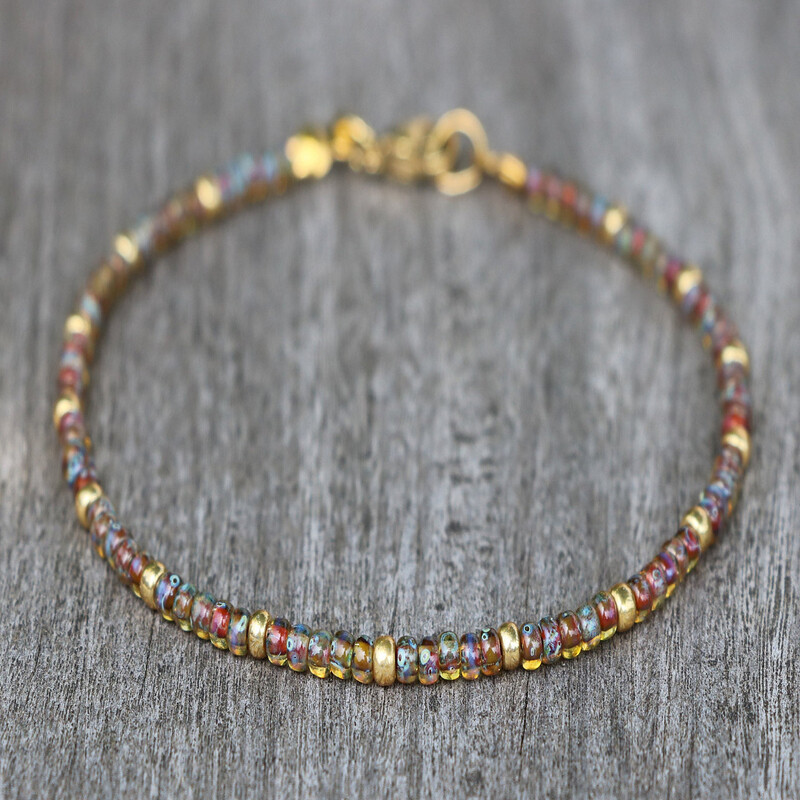 Niche retro svježi gležanj Narukvica u stilu boemskog odmarališta, trendi metalna narukvica s kamenim perlama