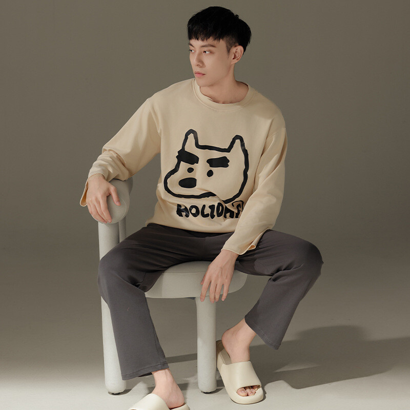 2024 pavasario ir rudens naujos vyriškos pižamos, vyriškos kelnės ilgomis rankovėmis, dryžuoti namų rūbai, viršutiniai drabužiai, ruduo ir žiema