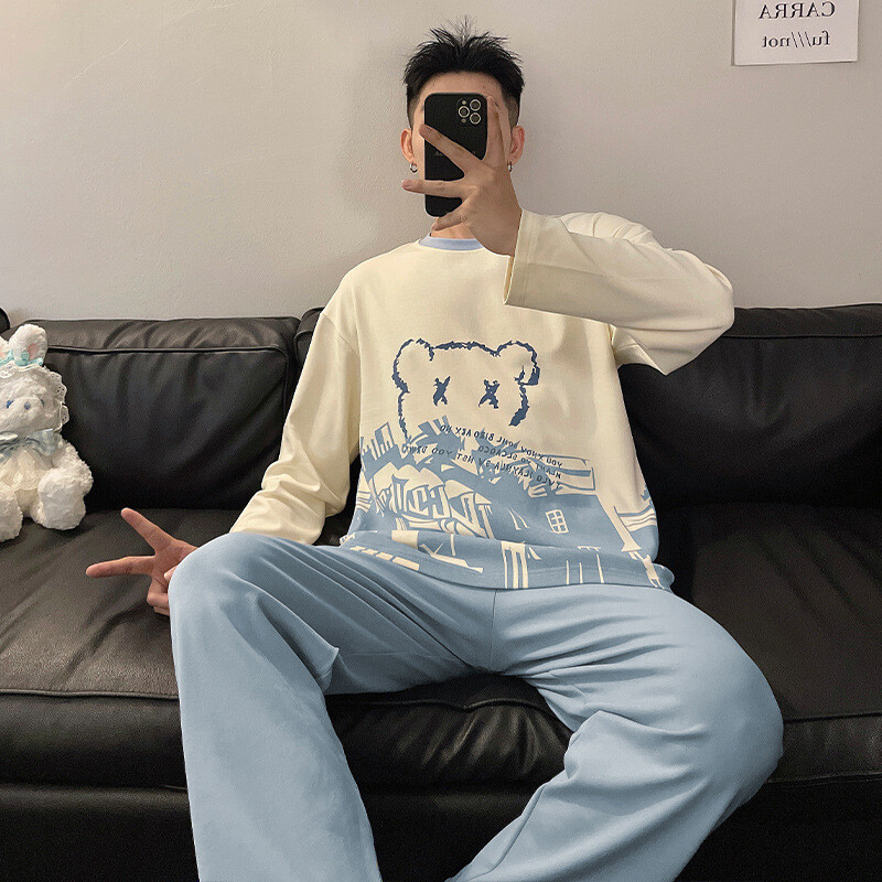 2024 pavasario ir rudens naujos vyriškos pižamos, vyriškos kelnės ilgomis rankovėmis, dryžuoti namų rūbai, viršutiniai drabužiai, ruduo ir žiema