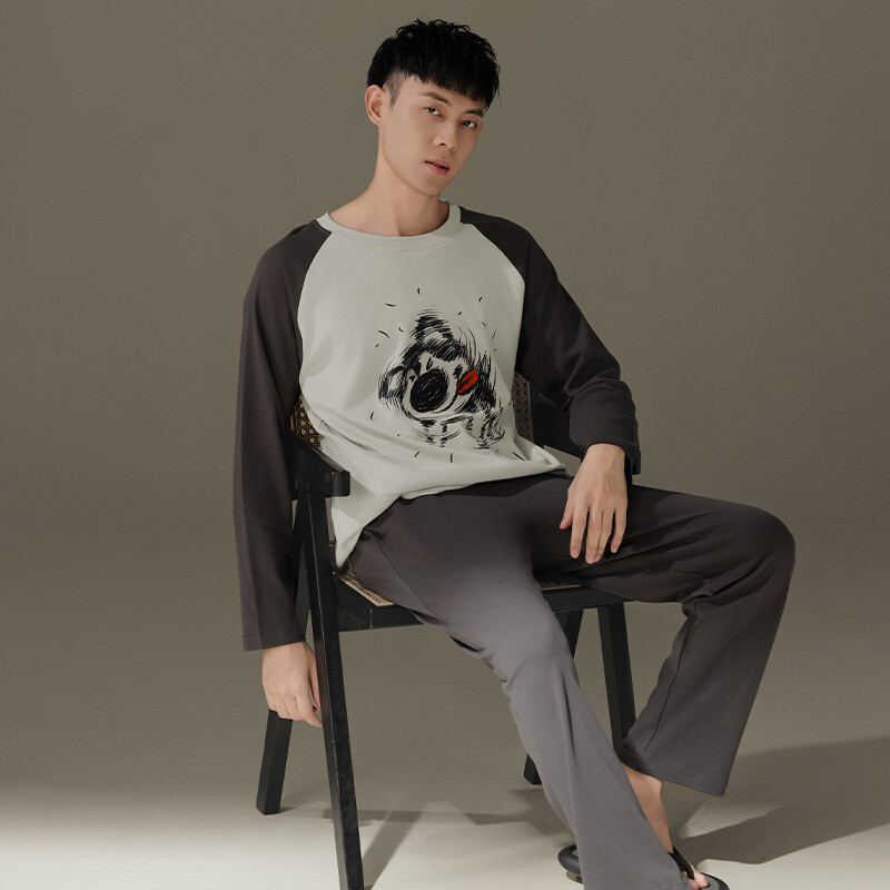 2024 pavasario ir rudens naujos vyriškos pižamos, vyriškos kelnės ilgomis rankovėmis, dryžuoti namų rūbai, viršutiniai drabužiai, ruduo ir žiema