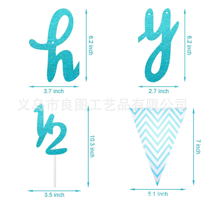 Честит рожден ден Glitter Pink Letter Paper Paper Flag Set