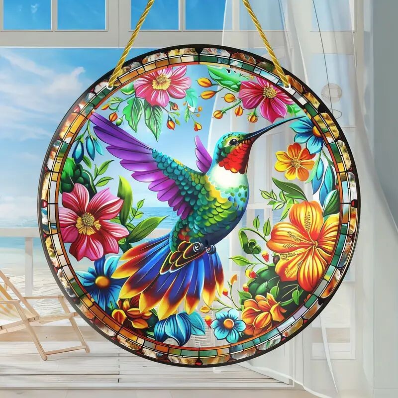 2024 m. tarpvalstybinis apvalus akrilo paveikslas kūrybingas paukščių papūgos tema namų dekoravimas sienos pakabinamas paveikslas svetainės freska