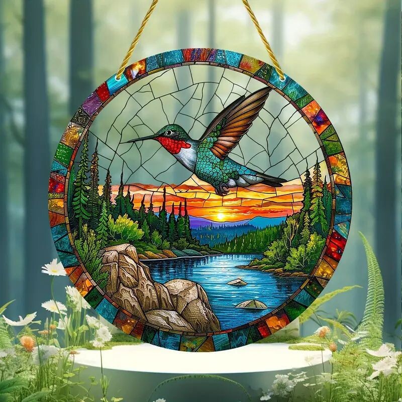 2024 m. tarpvalstybinis apvalus akrilo paveikslas kūrybingas paukščių papūgos tema namų dekoravimas sienos pakabinamas paveikslas svetainės freska