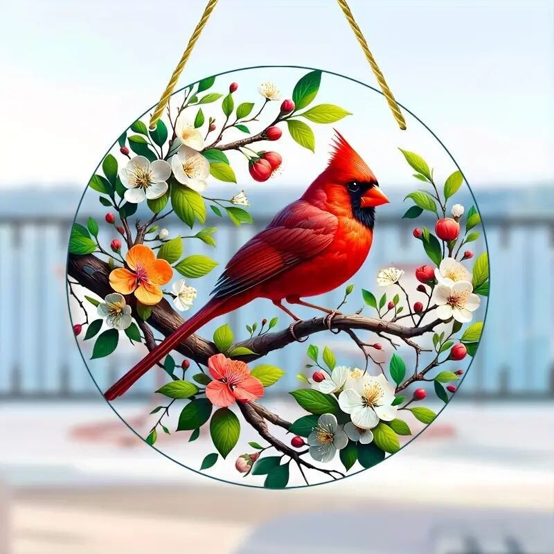 2024 m. tarpvalstybinis apvalus akrilo paveikslas kūrybingas paukščių papūgos tema namų dekoravimas sienos pakabinamas paveikslas svetainės freska