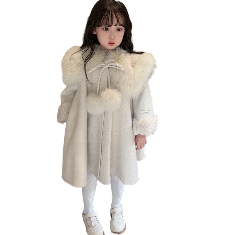 Vidutinio ilgio vilnonis paltas mergaitems 2024 ziema vaikiski raudoni naujametiniai drabuziai didelis vaikiskas pastorintas kolegines vilnos paltas