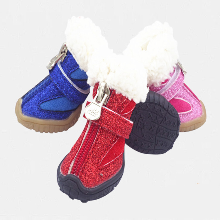 Pantofi pentru animale de companie din bumbac noi de iarnă, cizme de zăpadă din catifea de miel, pantofi de pluș pomeranian, articole pentru animale de companie