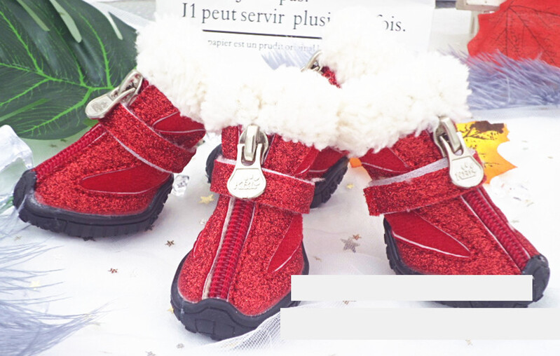 Pantofi pentru animale de companie din bumbac noi de iarnă, cizme de zăpadă din catifea de miel, pantofi de pluș pomeranian, articole pentru animale de companie