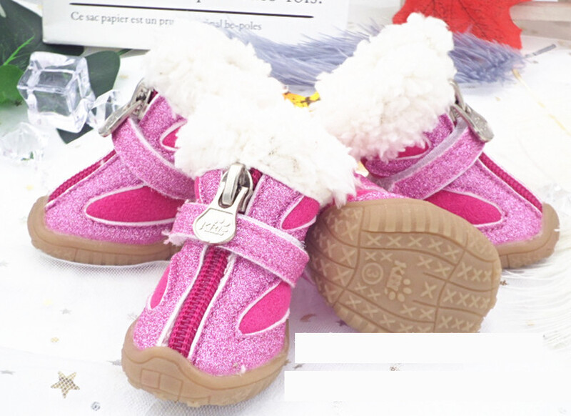 Pantofi pentru animale de companie din bumbac noi de iarnă, cizme de zăpadă din catifea de miel, pantofi de pluș pomeranian, articole pentru animale de companie