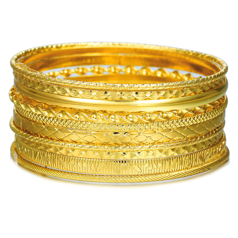 Set zlatnih narukvica, nakit u boemskom etničkom stilu, zapadnjački antički stil, izvedba, pozlaćeni fini nakit, izravna tvornička prodaja