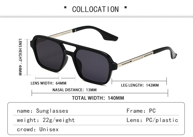 2024 Нови мъжки авиаторски очила в корейски стил Ретро двоен мост Слънчеви очила с малка квадратна рамка Модерни дамски петна