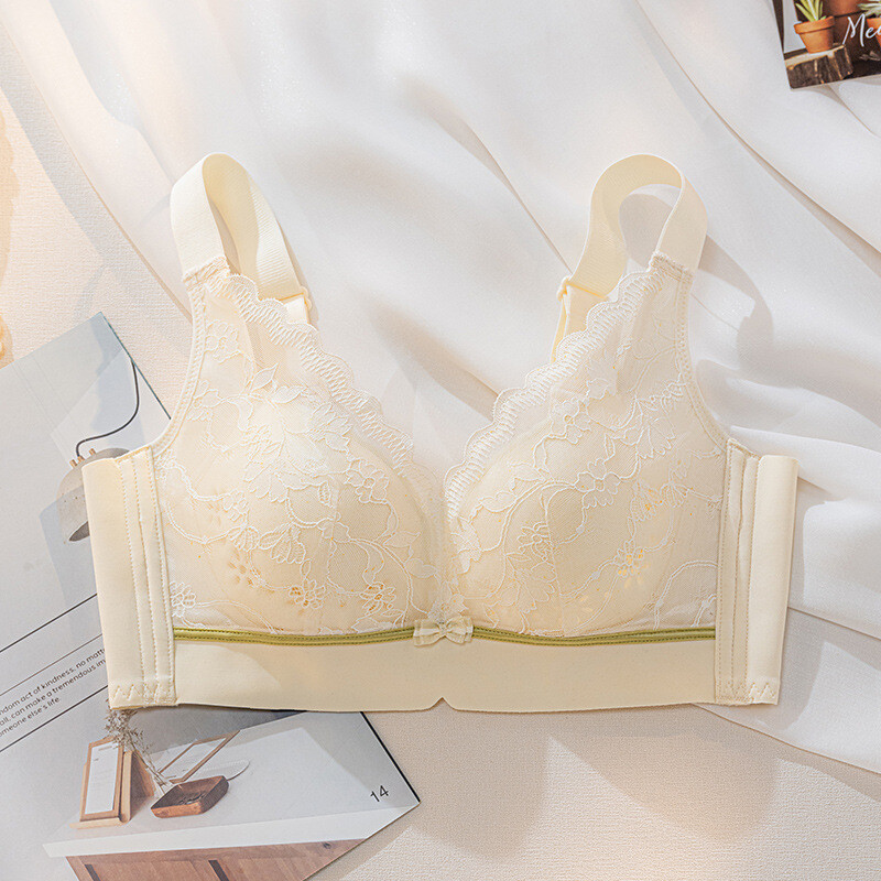 Besiūliai apatiniai moterims su didele krūtine, liemenėlė nuo smukimo, vasariniai ploni, moteriški nėriniuoti apatiniai, šoninė liemenėlė