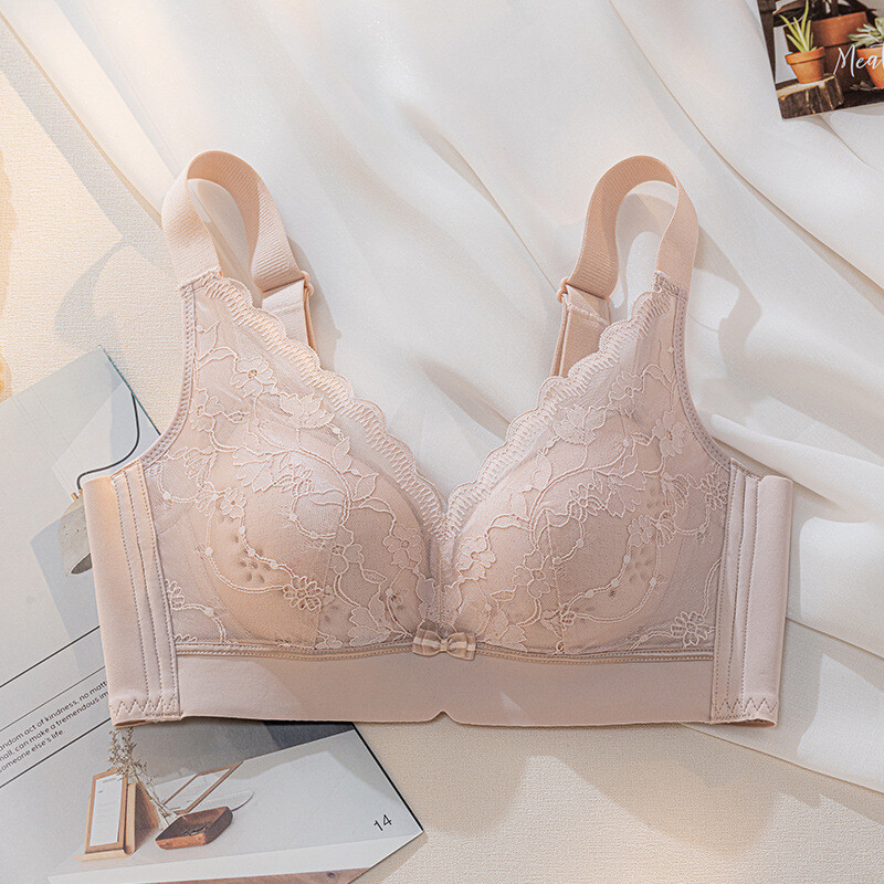 Besiūliai apatiniai moterims su didele krūtine, liemenėlė nuo smukimo, vasariniai ploni, moteriški nėriniuoti apatiniai, šoninė liemenėlė