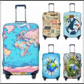 imprimare model hartă husă de protecție elastică groase pentru bagaje costum cu fermoar pentru geanta de 18-32 inci huse pentru valiză husă cărucior de călătorie