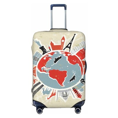 imprimare model hartă husă de protecție elastică groase pentru bagaje costum cu fermoar pentru geanta de 18-32 inci huse pentru valiză husă cărucior de călătorie