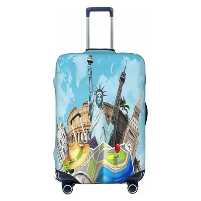 imprimare model hartă husă de protecție elastică groase pentru bagaje costum cu fermoar pentru geanta de 18-32 inci huse pentru valiză husă cărucior de călătorie