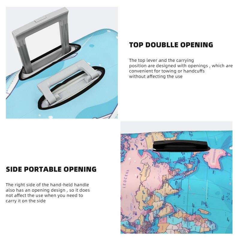 imprimare model hartă husă de protecție elastică groase pentru bagaje costum cu fermoar pentru geanta de 18-32 inci huse pentru valiză husă cărucior de călătorie