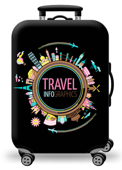 Husă pentru bagaje Protector pentru valiză din material extensibil Husă pentru praf pentru bagaje, potrivită pentru valiză de 18-32 inci, organizator de călătorie