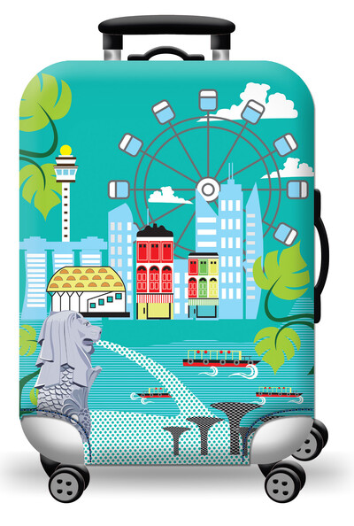 Husă pentru bagaje Protector pentru valiză din material extensibil Husă pentru praf pentru bagaje, potrivită pentru valiză de 18-32 inci, organizator de călătorie