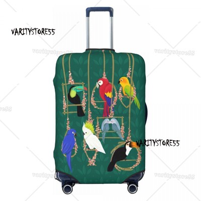 Egyedi Tropical Getaway Parrot Birds poggyászhuzat Cockatiel Budgie Toucan utazási bőrönd védőhuzata 18-32 hüvelykes