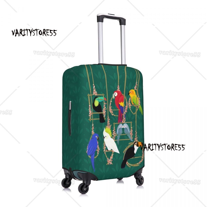 Husă pentru bagaje personalizată Tropical Getaway Papagal Păsări Cockatiel Budgie Toucan Valisă de călătorie Huse de protecție Se potrivește 18-32 inch