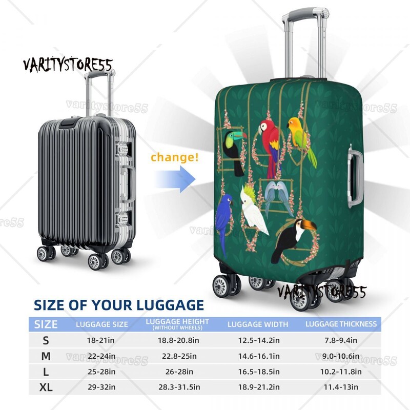 Husă pentru bagaje personalizată Tropical Getaway Papagal Păsări Cockatiel Budgie Toucan Valisă de călătorie Huse de protecție Se potrivește 18-32 inch