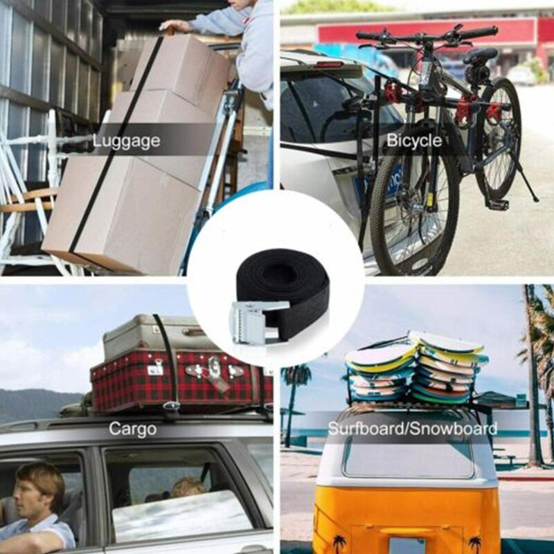 2gab 40cm melna sprādzes piesienamā josta Auto bagāžas somas kravas siksnas automašīnu motociklam metāla sprādzes vilkšanas virve Spēcīga sprūdrata josta