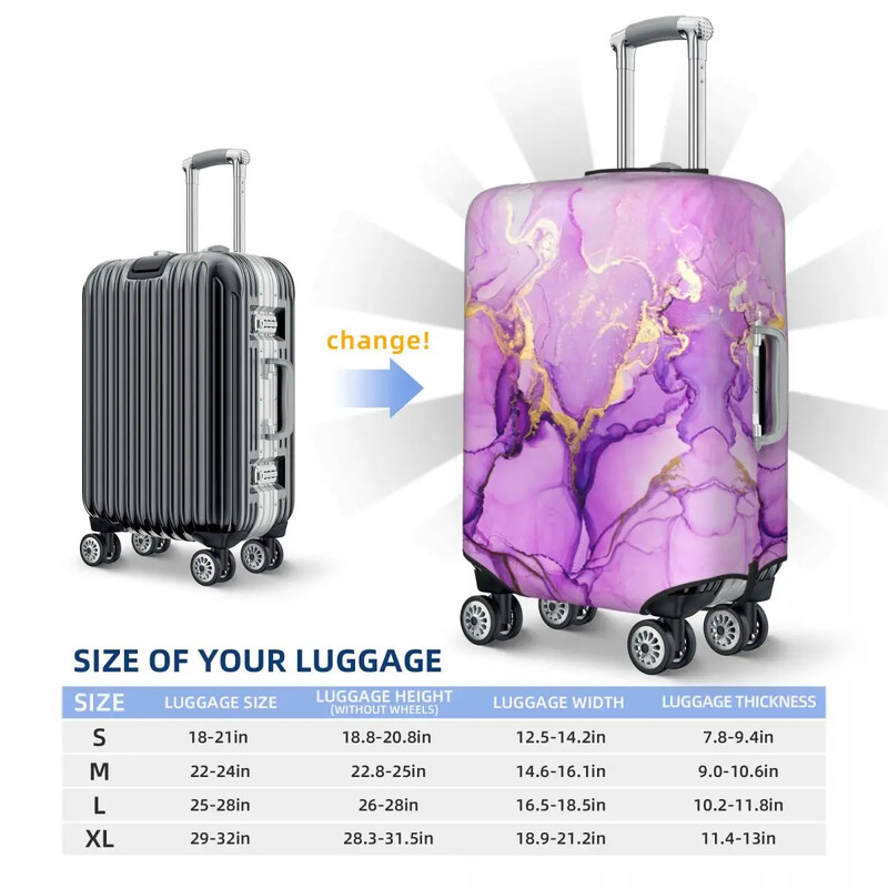 Personalizat de lux violet textura abstractă marmură model husă pentru bagaje drăguț valiză protectoare acoperă costum pentru 18-32 inch