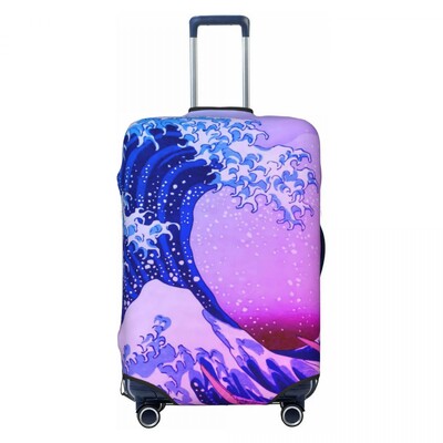 Japāņu viļņu čemodāna vāks Gold Seigaiha biznesa brīvdienām noderīgs bagāžas piederumu aizsargs