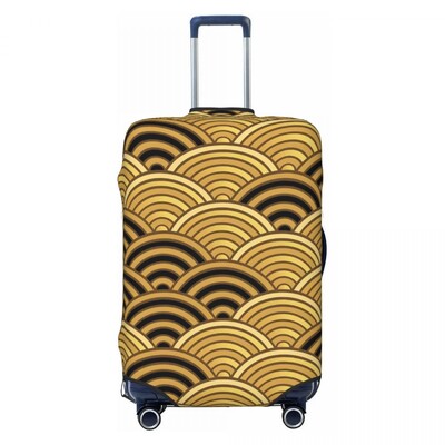 Japāņu viļņu čemodāna vāks Gold Seigaiha biznesa brīvdienām noderīgs bagāžas piederumu aizsargs