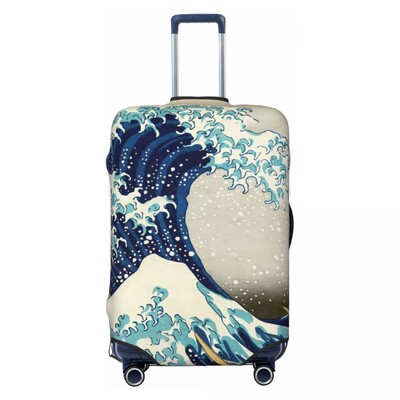 Japāņu viļņu čemodāna vāks Gold Seigaiha biznesa brīvdienām noderīgs bagāžas piederumu aizsargs