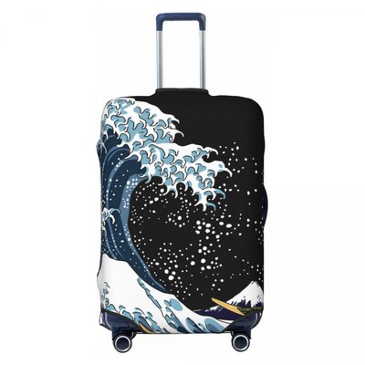 Japāņu viļņu čemodāna vāks Gold Seigaiha biznesa brīvdienām noderīgs bagāžas piederumu aizsargs