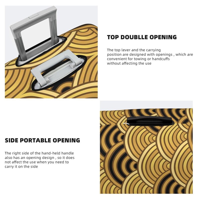 Japāņu viļņu čemodāna vāks Gold Seigaiha biznesa brīvdienām noderīgs bagāžas piederumu aizsargs