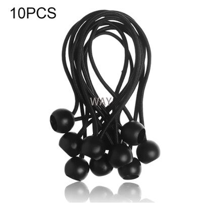 10PCS Black Ball Bungee Pack Shock Elastic Tie Loop Фиксиране на шнур Фиксиране на ремарке Въжета Катарама Аксесоари за раница Инструмент на открито